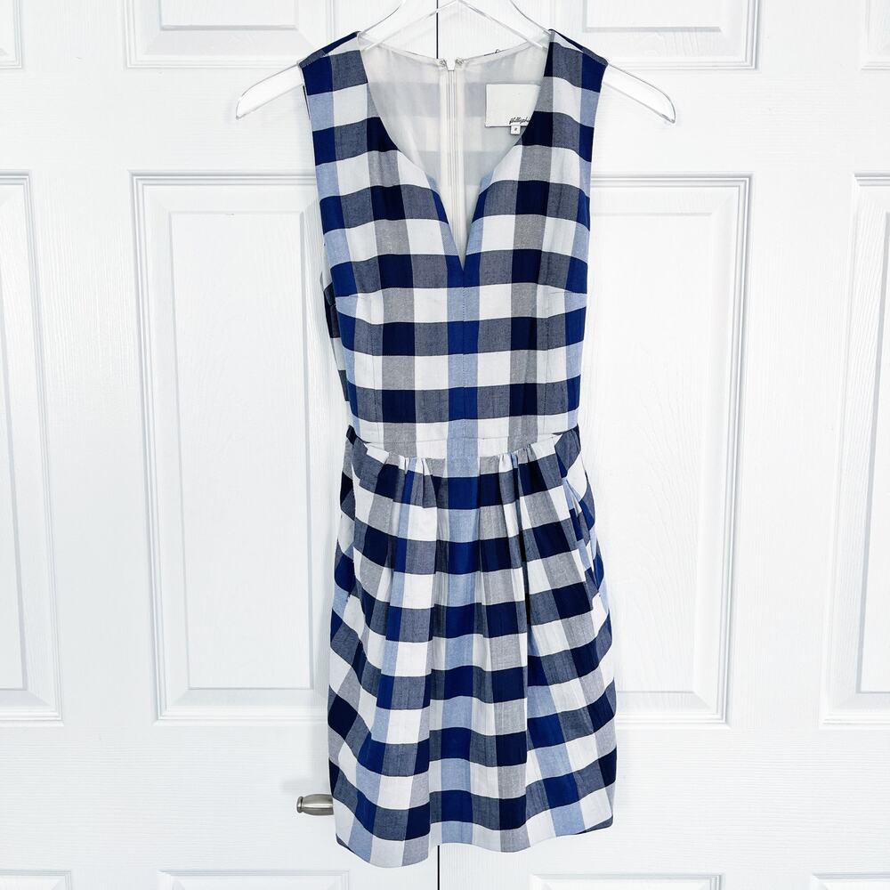 3.1 Phillip Lim Blue White Gingham Plaid Mini Dress Cottagecore Picnic Coquette